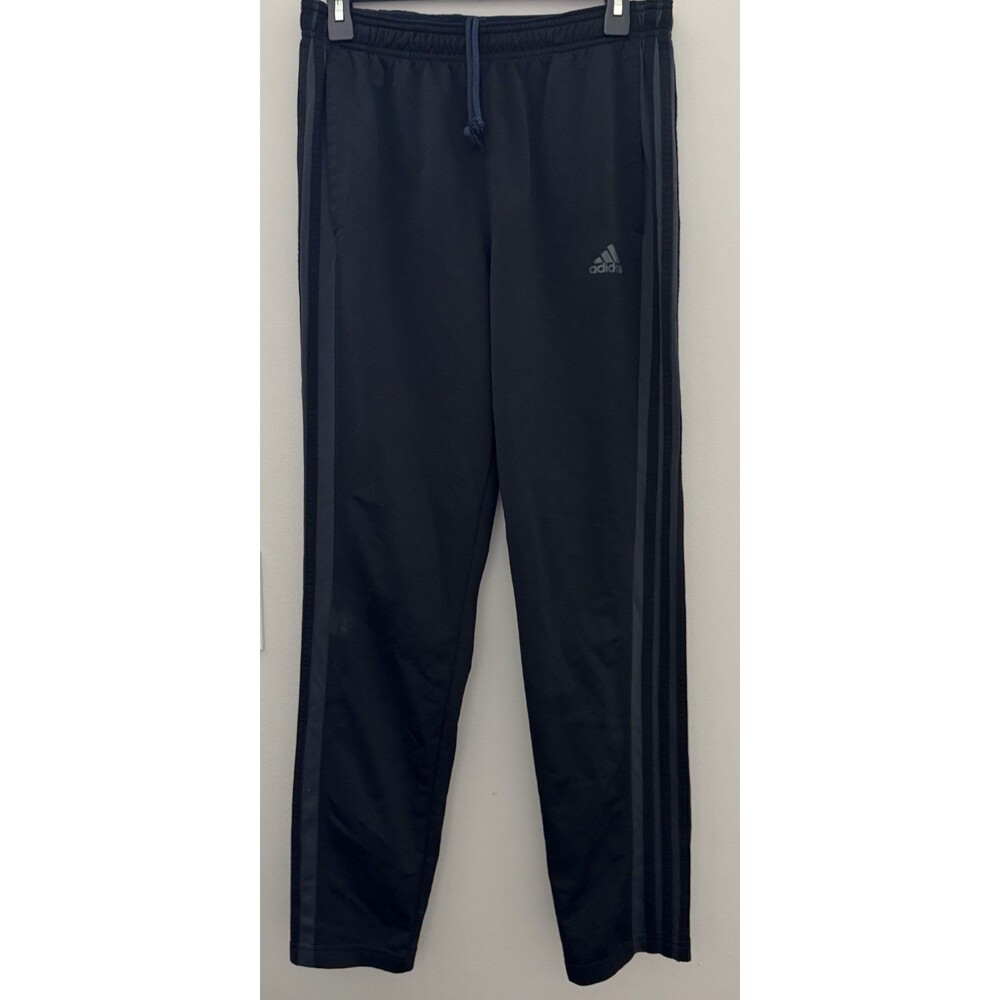 Adidas Primegreen Mens M Black 3-Stripe Track Pants Drawstring Elastic Waist